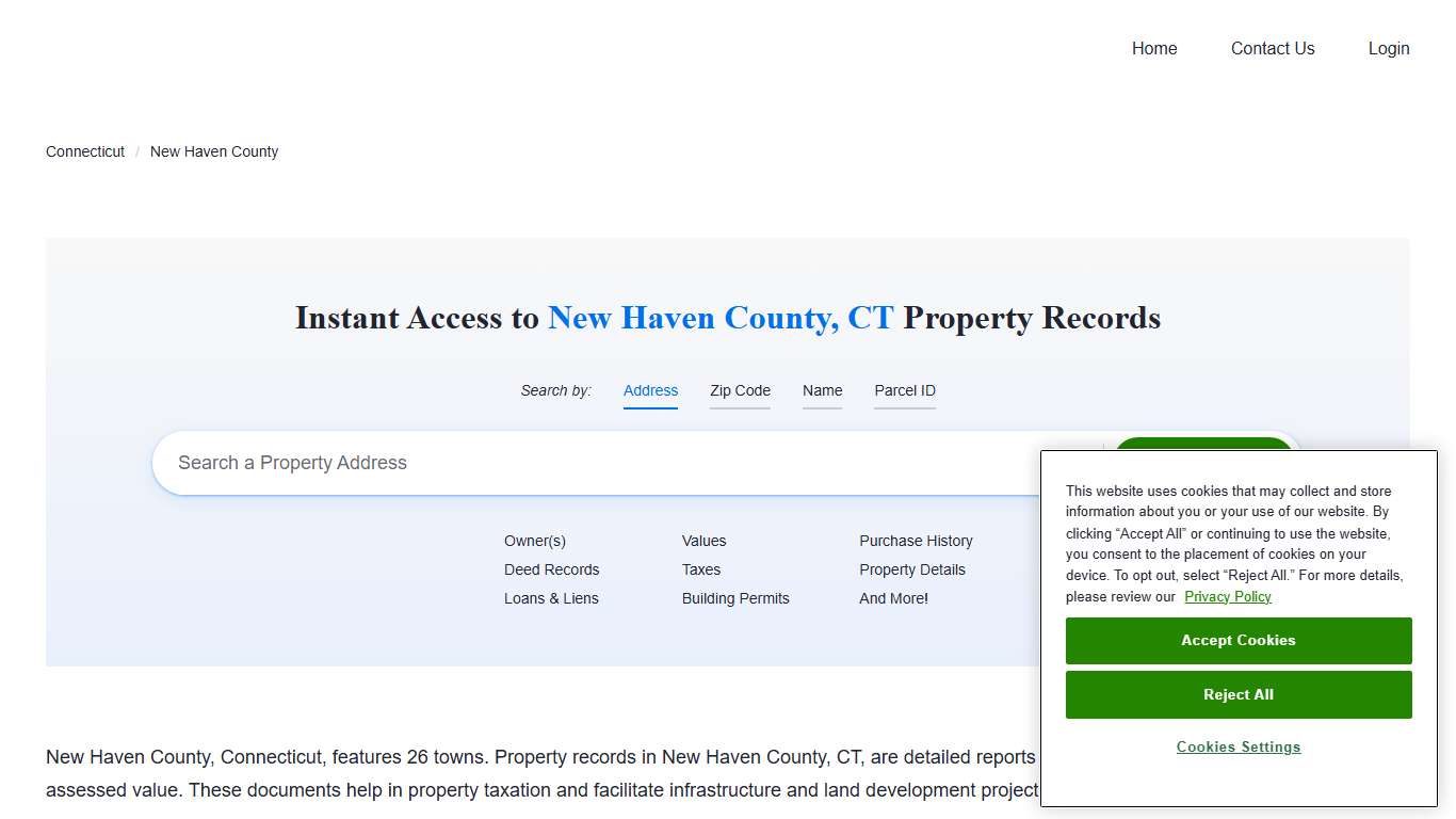 New Haven County Property Records Owners, Deeds, Permits